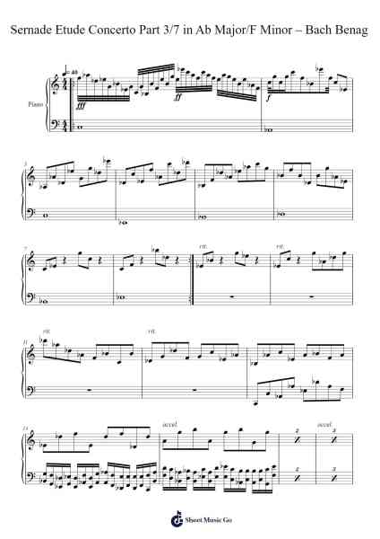 Sernade Etude Concertino Part 3 in F Minor Sheet Music by Bach Benag-Arr.Brower Molliz