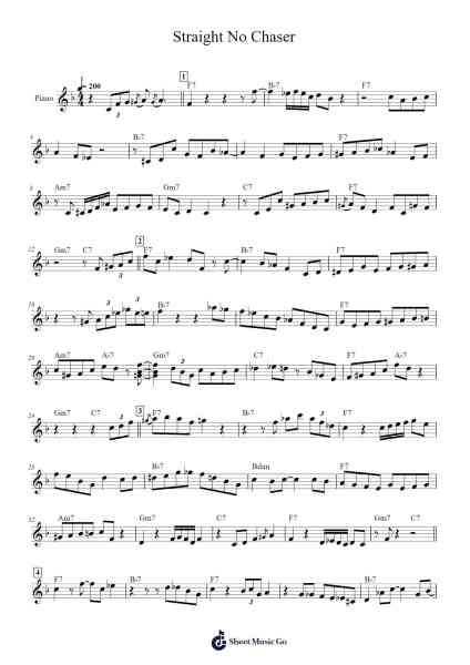 Straight No Chaser Sheet Music by Thelonious Monk-Arr.Kercox