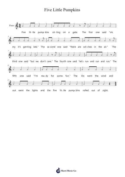 Five Little Pumpkins Sheet Music by Traditional-Arr.Cliffcam Whbill
