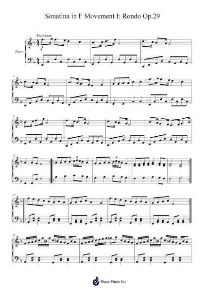Sonatina in F Major, Op. 29: I. Rondo Sheet Music by Genewat Duttret-Arr.Snowno
