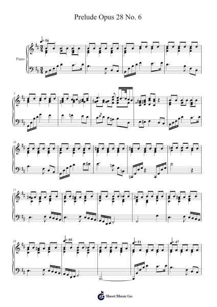 Prelude Opus 28 No. 6 Sheet Music by Frédéric Chopin-Arr.Bridmay