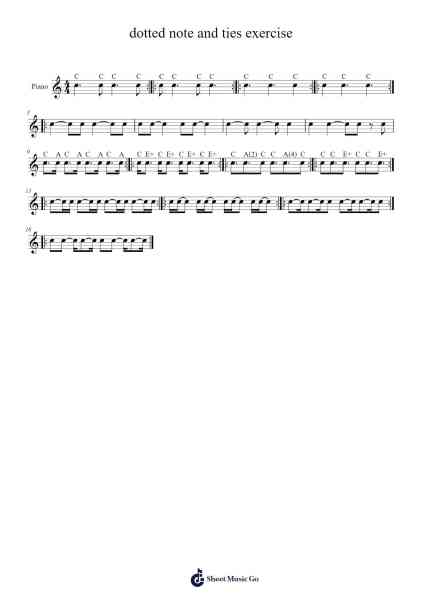 dotted note and ties exercise Sheet Music by undefined-Arr.Cisraine
