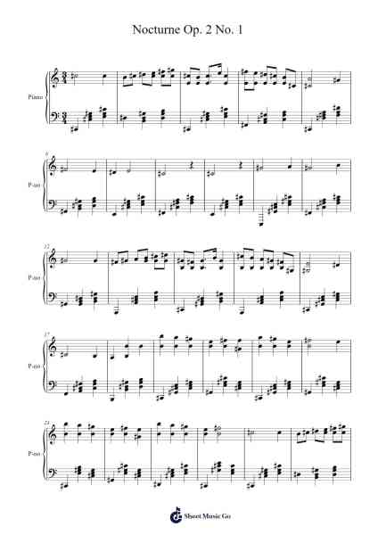 Nocturne Op. 2 No. 1 Sheet Music by Buckcott-Arr.Natpold Vinvin
