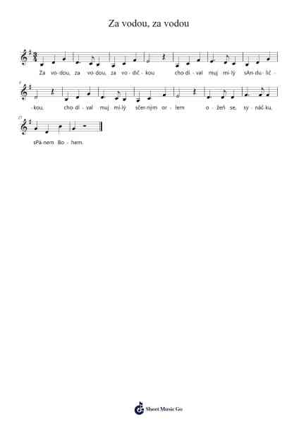 Za vodou, za vodou Sheet Music by Česká ľudová-Arr.Zimgus Jackfred