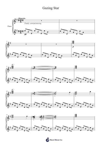 Gazing Star Sheet Music by Phylple-Arr.Blithefrey