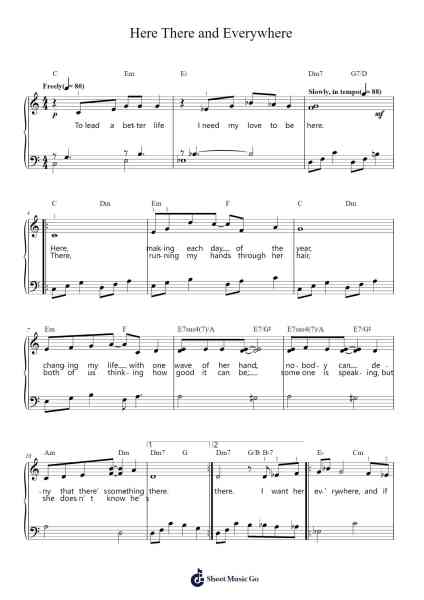 Here There and Everywhere Sheet Music by The Beatles-Arr.Danchloe