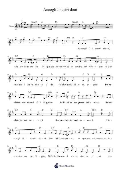 Accogli i nostri doni Sheet Music by F. Buttazzo-Arr.Make