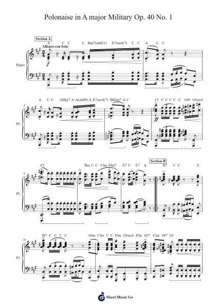 Polonaise in A Major, Op. 40, No. 1 "Military" Sheet Music by Frédéric Chopin-Arr.Shamens Xedric