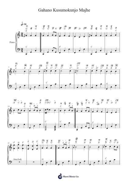 Gahano Kusumokunjo Majhe Sheet Music by Rabindranath Tagore-Arr.Jeamesqy