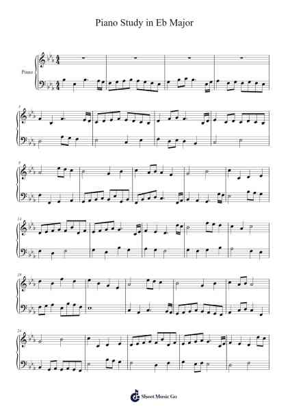 Piano Study in Eb Major Sheet Music by Pomeo Walshbee-Arr.Huttbins