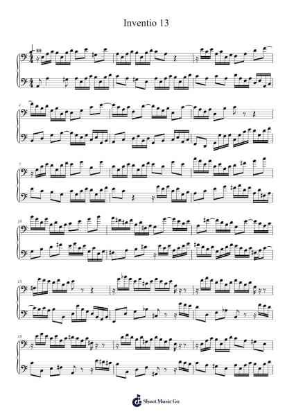 Inventio 13 Sheet Music by Johann Sebastian Bach-Arr.Bautab