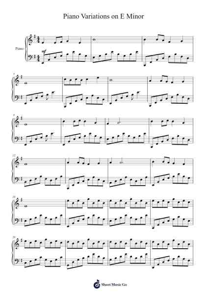 Piano Variations on E Minor 乐谱由 Ignacio Martinez - 编曲 Arabias