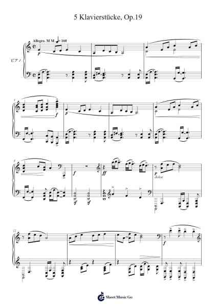 5 Klavierstücke, Op.19 Sheet Music by Joel Engel-Arr.Songes