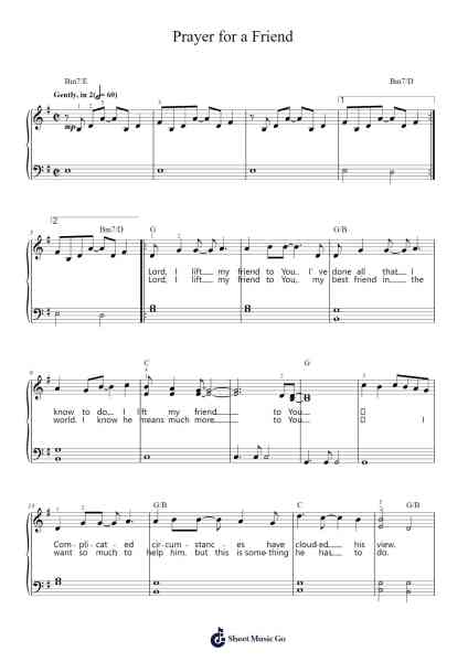 Prayer for a Friend Sheet Music by Casting Crowns-Arr.Hornker