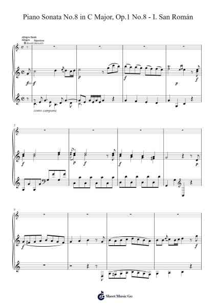 Piano Sonata No. 8 in C Major, Op. 1 No. 8 Sheet Music by I. San Román-Arr.Leisa