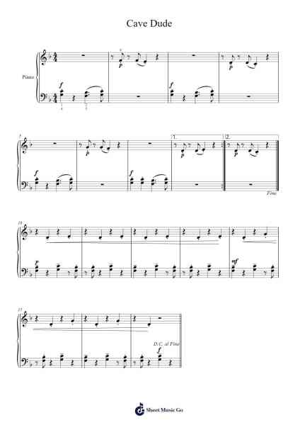 Cave Dude Sheet Music by Thomptab-Arr.Lynsmith Yetburne