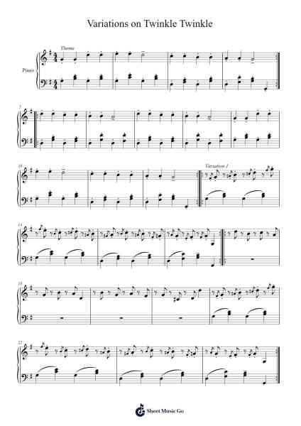 Variations on 'Twinkle, Twinkle, Little Star' Sheet Music by andrewtr135-Arr.Maudfox Mikejames