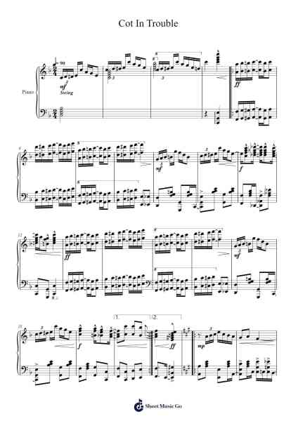 Cot In Trouble Sheet Music by Ragtime Cam-Arr.Keyed Kakuk