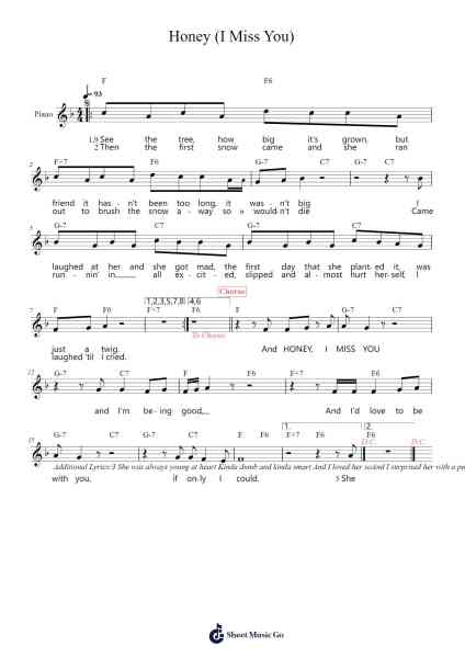 Honey (I Miss You) Sheet Music by Bobby Goldsboro-Arr.Kirkckle Clarkckle