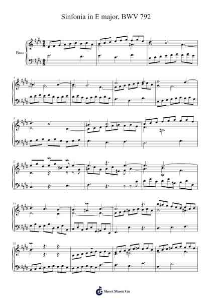 Sinfonia in E Major, BWV 792 Sheet Music by Johann Sebastian Bach-Arr.Simpmark