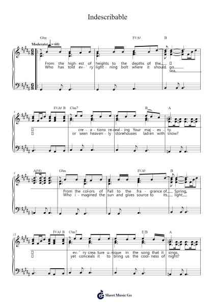 Indescribable Sheet Music by Chris Tomlin-Arr.Cropenn Brighted