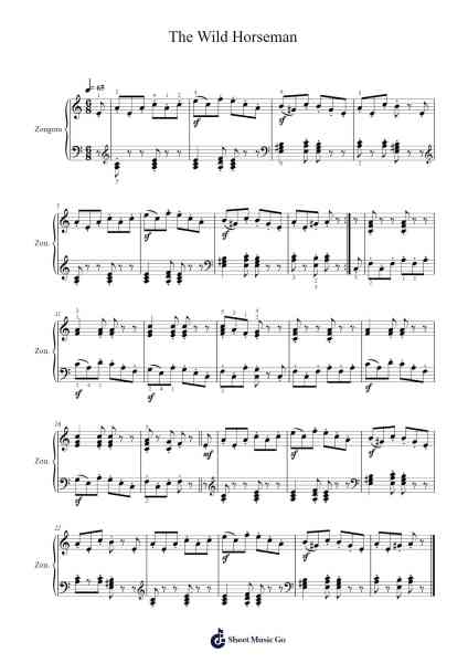The Wild Horseman Sheet Music by Robert Schumann-Arr.Thornle