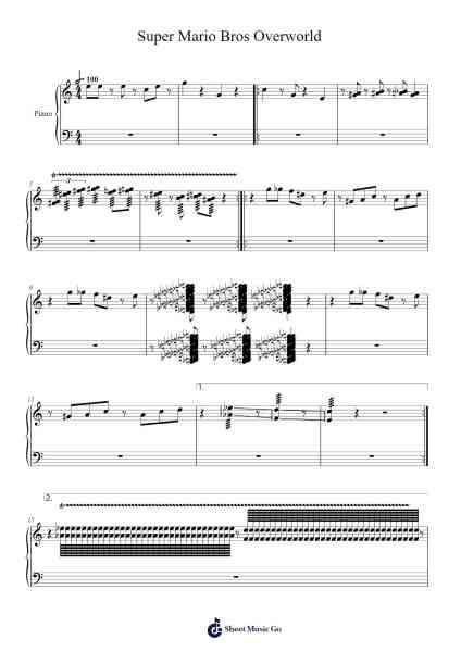Super Mario Bros Overworld Sheet Music by Koji Kondo-Arr.Relip