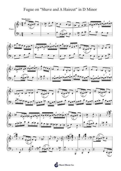 Fugue on "Shave and A Haircut" in D Minor Sheet Music by P.D.Q. Bach-Arr.Keatsrid Burnsgo