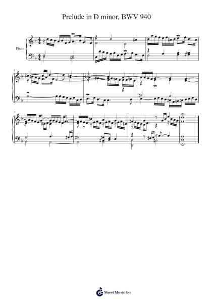 Prelude in D Minor, BWV 940 Sheet Music by Johann Sebastian Bach-Arr.Longbohm