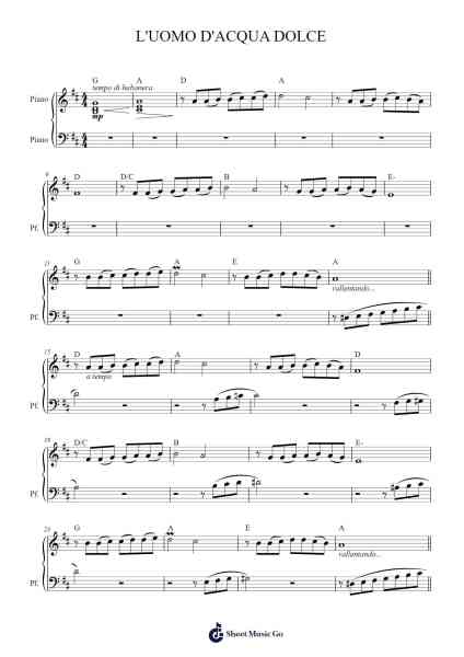 L'UOMO D'ACQUA DOLCE Sheet Music by Nicola Piovani-Arr.Duttledk Corh