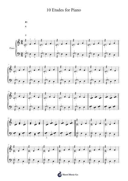 10 Etudes for Piano Sheet Music by Apritt Sweetshua-Arr.Fagee