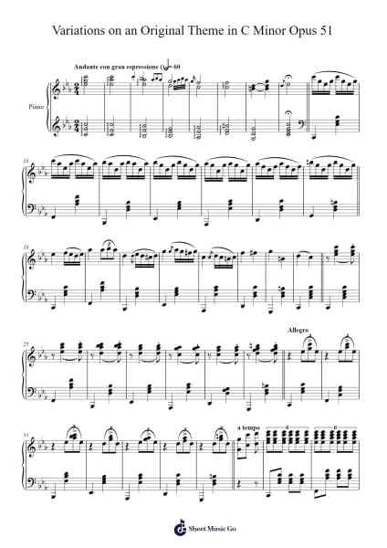 Variations on an original theme in C Minor Opus 51 Sheet Music by LeSpook-Arr.Rhyspont