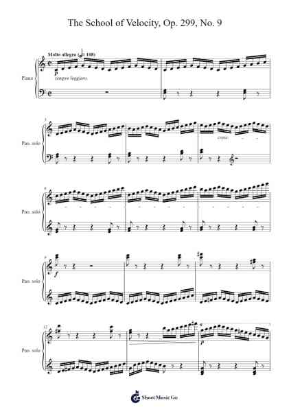 The School of Velocity, Op. 299, No. 9 Sheet Music by Carl Czerny-Arr.Snowno
