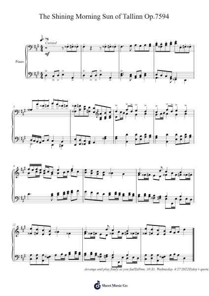 The Shining Morning Sun of Tallinn Op.7594 Sheet Music by Toursbur-Arr.Duttraine