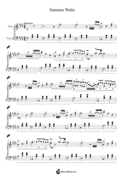 Summer Waltz Sheet Music by The Violin Guy-Arr.Hula