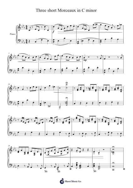 Three short Morceaux in C minor Sheet Music by F. Golin-Arr.Watblack Jackcoln