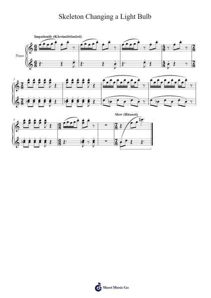 Skeleton Changing a Light Bulb Sheet Music by Tuukka Jokilehto-Arr.Wattsh