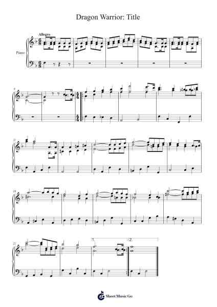 Dragon Warrior: Title Sheet Music by Various Artists-Arr.Keatsrid Burnsgo
