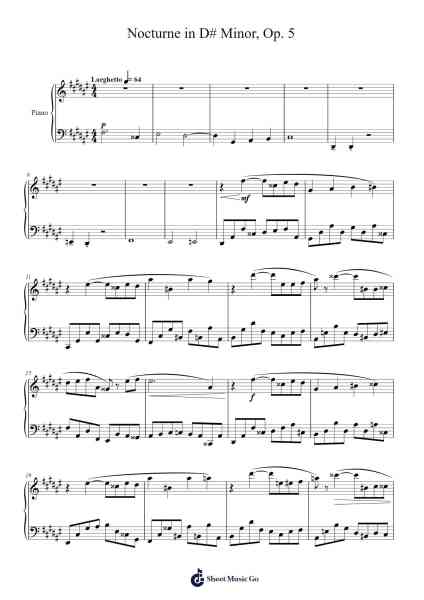 Nocturne in D-sharp Minor, Op. 5 Sheet Music by Guscky Stanwylde-Arr.Willmand Dundre