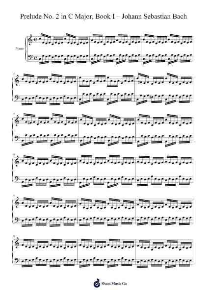 Prelude No. 2 in C Minor, BWV 847 from The Well-Tempered Clavier, Book I Sheet Music by Johann Sebastian Bach-Arr.Faulkmax