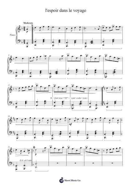 L'espoir dans le voyage Sheet Music by Dunngou Quindutt-Arr.Webbkay