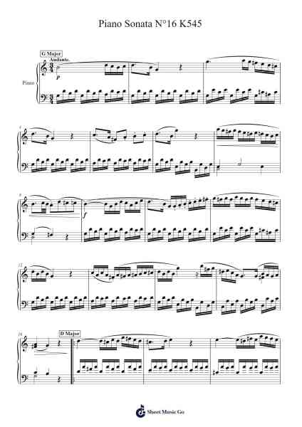 Piano Sonata No. 16 in C Major, K. 545: II. Andante Sheet Music by Wolfgang Amadeus Mozart-Arr.Wrightrae