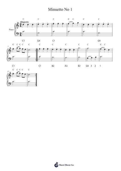 Minuetto No 1 Sheet Music by Alexander Reinagle-Arr.Toynkent
