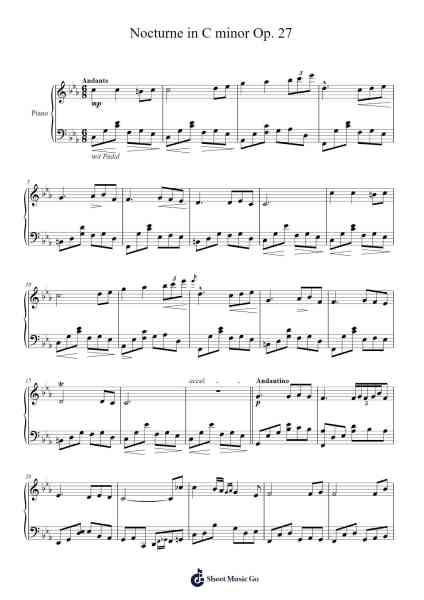 Nocturne in C Minor, Op. 27, No. 1 Sheet Music by Adrian N Calhoun-Arr.Rosworth