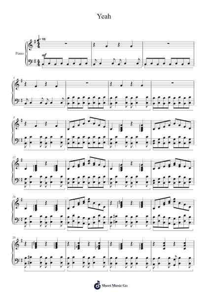 Yeah Sheet Music by Raegreen-Arr.Cocroft Blairkins