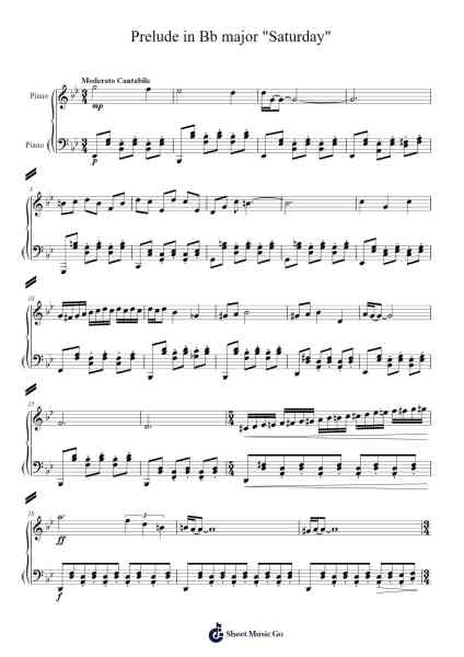 Prelude in Bb Major "Saturday" Sheet Music by Diov-Ygrene-Arr.Thotus