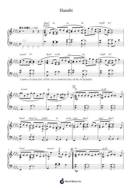 Hanabi Sheet Music by Kazutoshi Sakurai-Arr.Juddprice Maudrwood