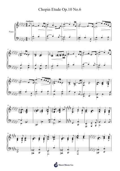 Etude Op. 10 No. 6 in E-flat Minor Sheet Music by Frédéric Chopin-Arr.Jorriel Toursnoah
