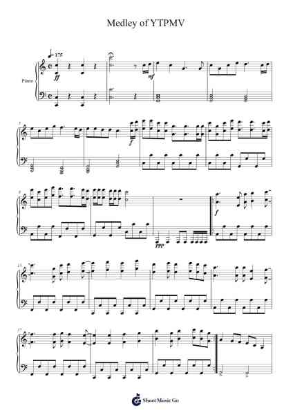 Medley of YTPMV Musica per pianoforte di undefined - Arr.Hedbraith