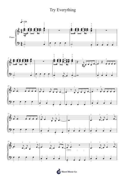Try Everything Sheet Music by Shakira-Arr.Anolds